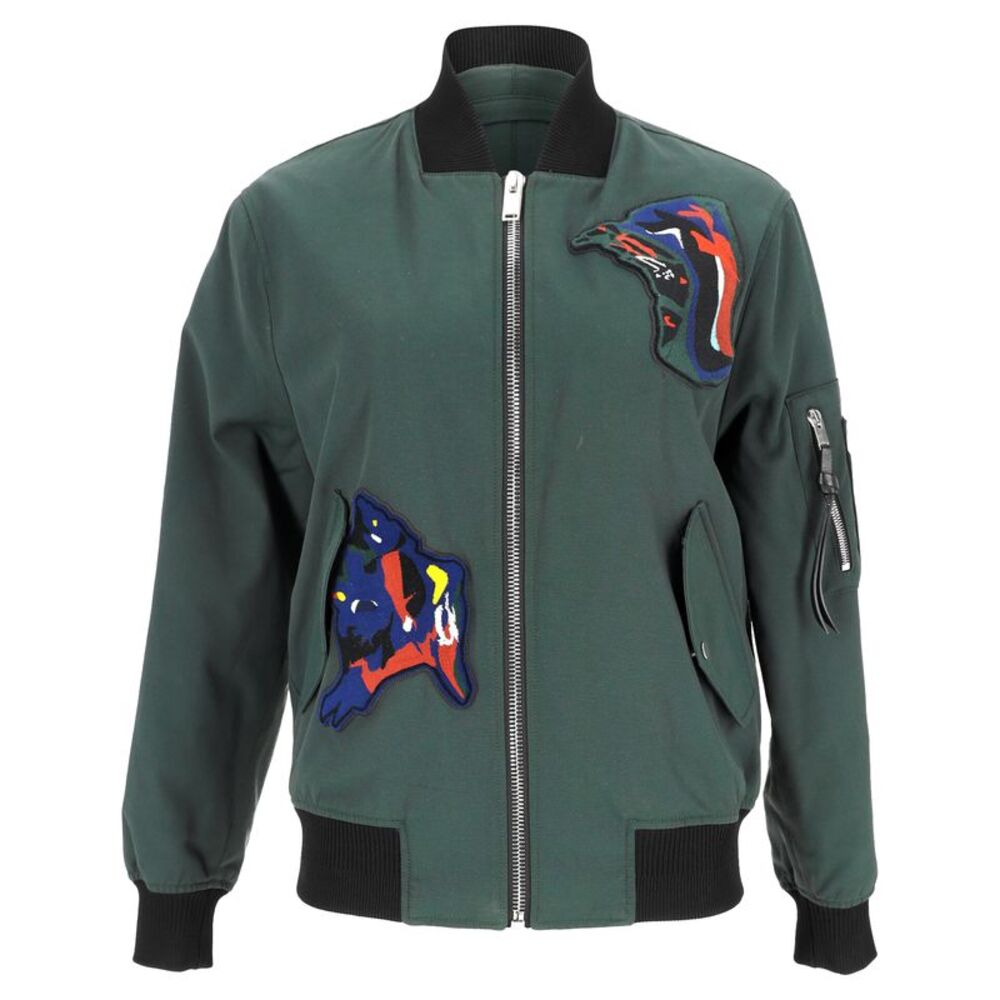 Proenza Schouler Patched Bomber Jacket in Olive Polyamide